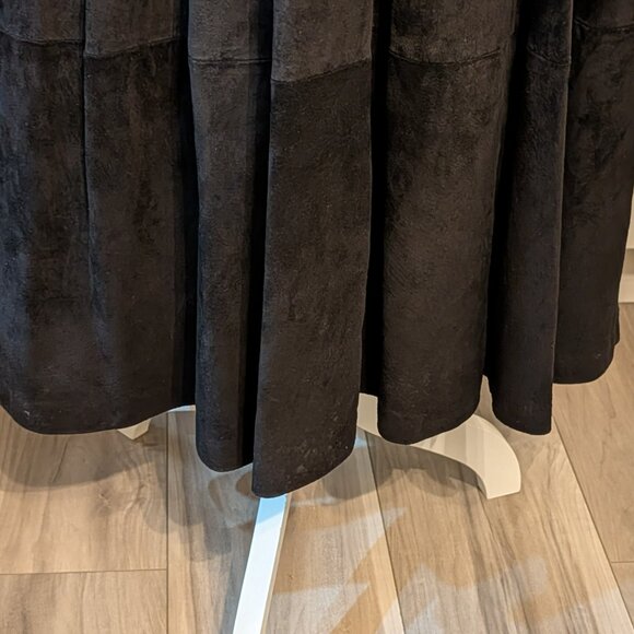 Black Pig Suede Dress Maxi, Long Sleeves, Vintage, Sz 12, Bonwit Teller Designer - Picture 8 of 11
